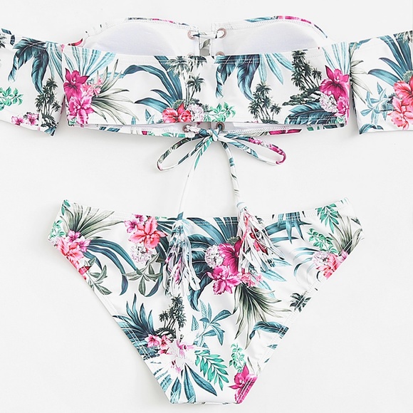 Lace Up Floral Bikini - Picture 2 of 2